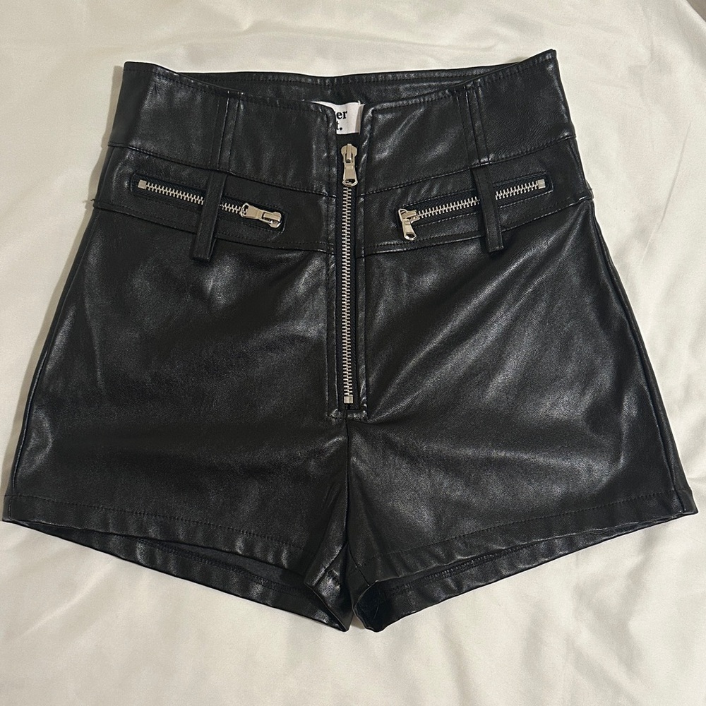 Tigermist Black Faux Leather Women Shorts
